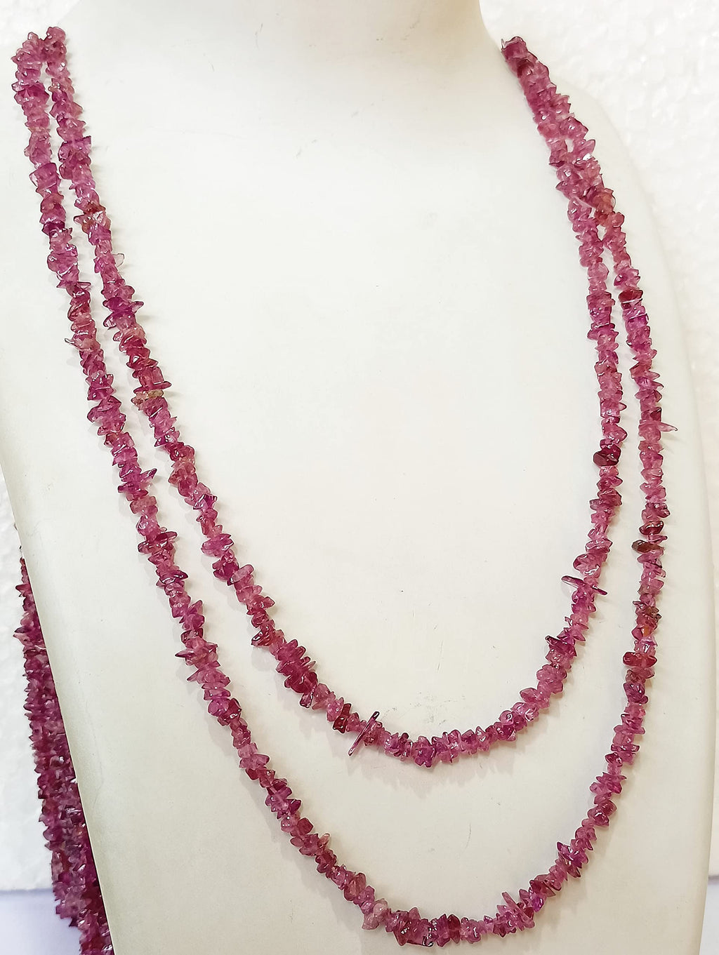 34" Natural Pink Tourmaline Chip Beads Strand -Pack of 10, Gravel Uncut/ Freeform Shape, 100 Ct, Nuggets for Beading- Jewelry Making, Art & Craft, Wholesale