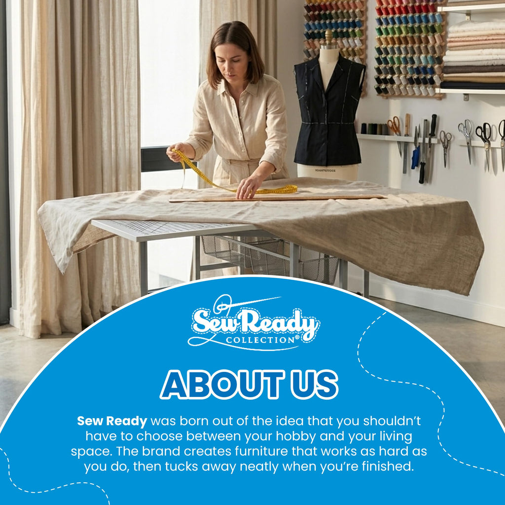 Sew Ready Foldable Hobby and Cutting Grid Table, White, 58.75 x 36.5 Inch
