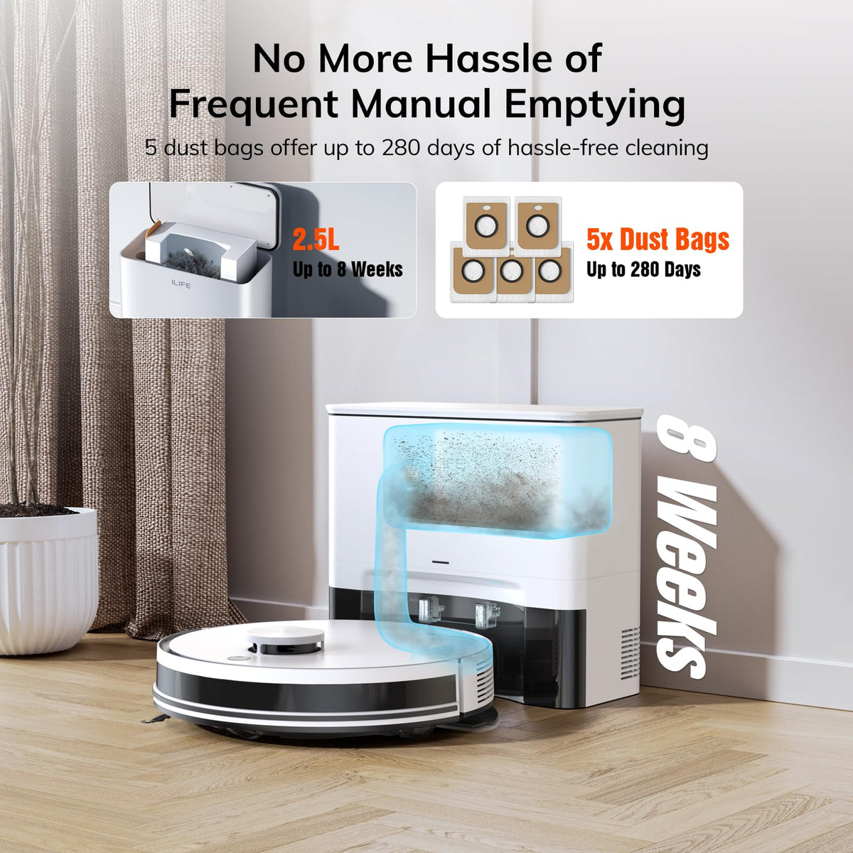 ILIFE A30 Pro Robot Vacuum and Mop, 10,000Pa Powerful Suction