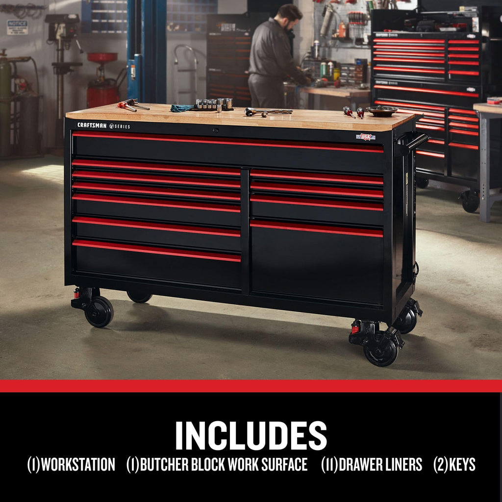 CRAFTSMAN V-Series 63 in. Garage Storage Mobile Workstation with 11 Drawers (CMSTVS6311BK)