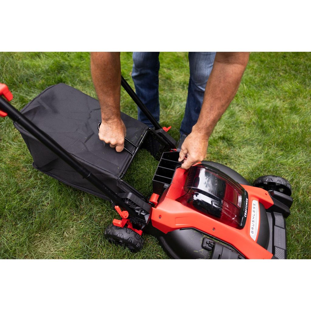 CRAFTSMAN V20 20 in Lawn Mower, 2 x 5Ah Batteries and 2 Chargers Included, High Effeciency Brushless Motor, Push Mower, Up to 50 Min of Runtime, Lightweight, Grass Bag, Low Profile (CMCMW220P2)