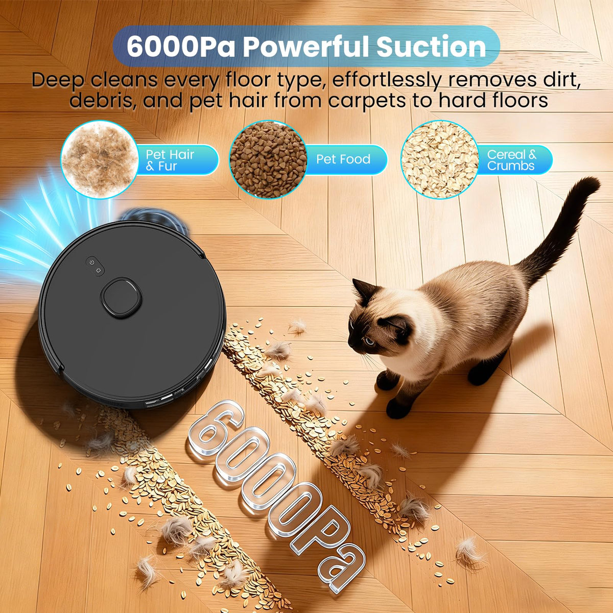 Robot Vacuum and Mop for Pet Hair, Intense Power-Lifting Suction