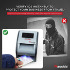 Cassida Omni-ID 2-in-1 Currency Counterfeit Detector with UV Identification Verification Lights – Bill Checker with Infrared, Magnetic and Ultraviolet Sensors - Pass/Fail Display (Pass/Fail + UV)