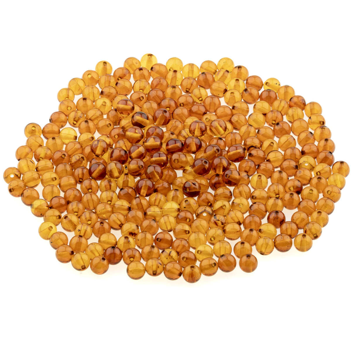 Amber Round Beads Polished 100% Natural Baltic Stone 5mm Loose with Drilled Holes for Crafting Beading and Jewelry Making - Amber Culture