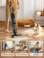 DREAME H12 Dual Vacuum Mop, 4-in-1 Cordless Vacuum Mop Combo, Wet Dry Vacuum Cleaner for Hard Floor, Cordless Vacuum for Multi-Surface, One-Step Self Cleaning with Hot Air Drying, Black
