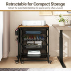 Craft Table with Wheels & Drawer,Extendable Cart with Pegboard,Retro