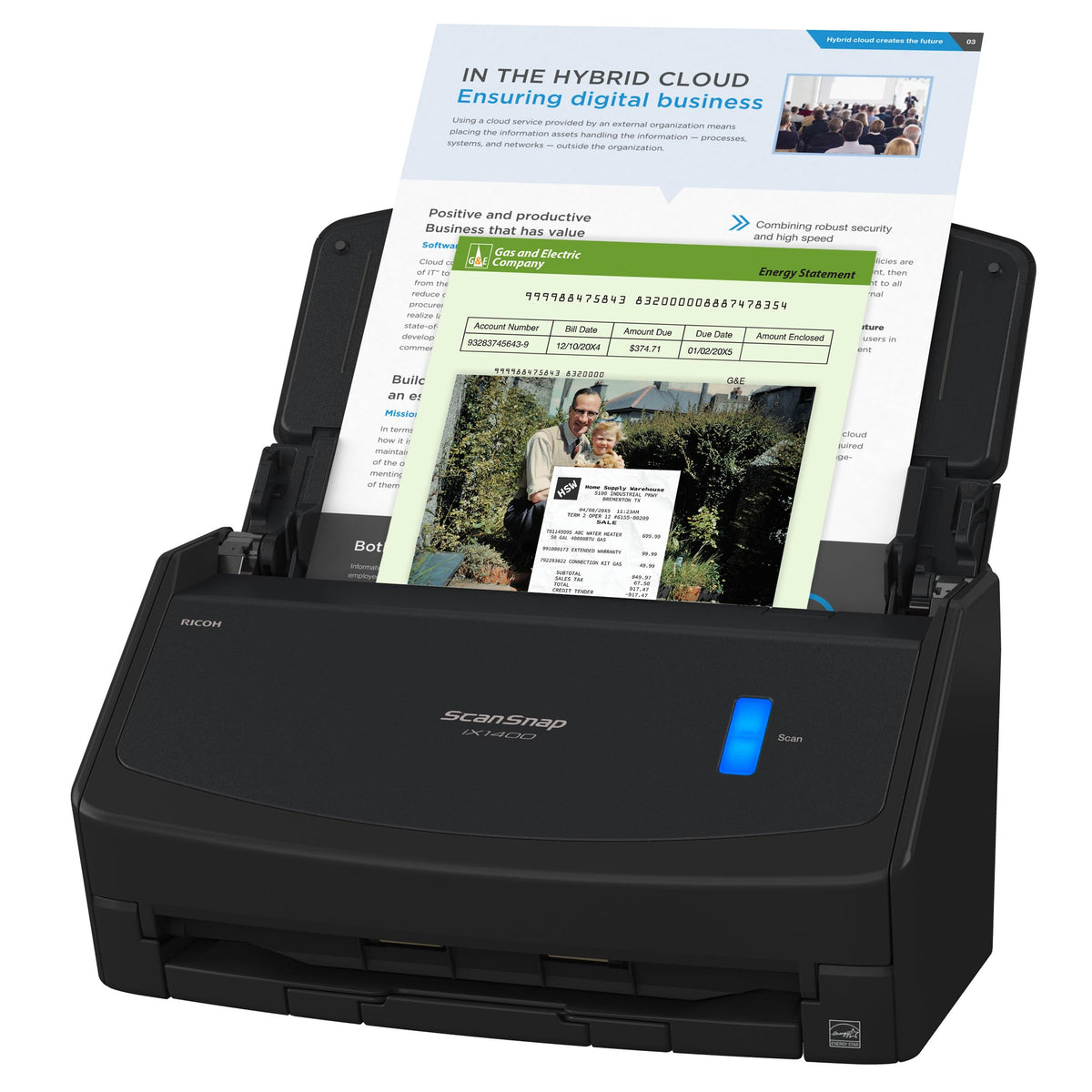 ScanSnap iX2400 High-Speed One-Touch Button Color Document Scanner, Black