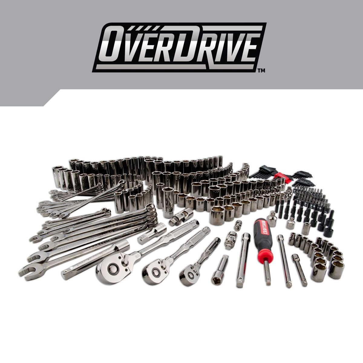 CRAFTSMAN OVERDRIVE 284-Piece Gunmetal Chrome Mechanics Tool Set, Standard SAE/Metric Socket Set, with Hard Case (CMMT99284)