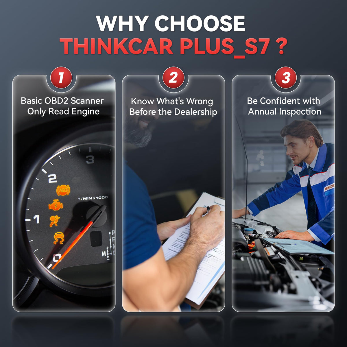 THINKCAR ThinkScan Plus S7 OBD2 Scanner Diagnostic Tool 7 System 5 Resets