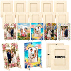 200 Pack DIY Wood Picture Frames for Craft, 4x6In Photos, Rectangle