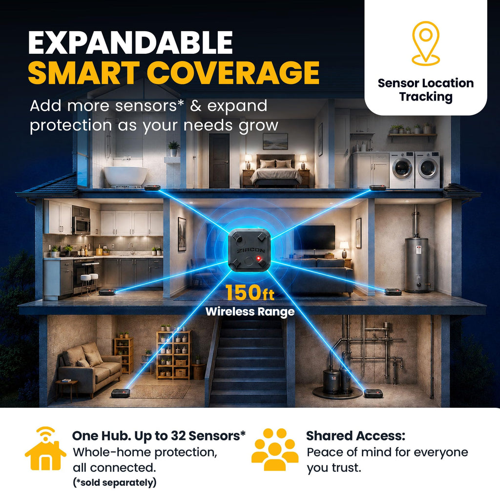 Zircon® Leak Alert 360™ Smart Water Leak Detector Kit, 2 Sensors, iOS Only