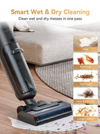 ILIFE D90 Cordless Wet Dry Vacuum Cleaner, Vacuum and Mop for Hard Floor, Sticky Messes and Pet Hair, Self-Cleaning, 2100 RPM Anti-Tangle Brush Roll, Dual Tanks, Up to 35 Mins Runtime,Black