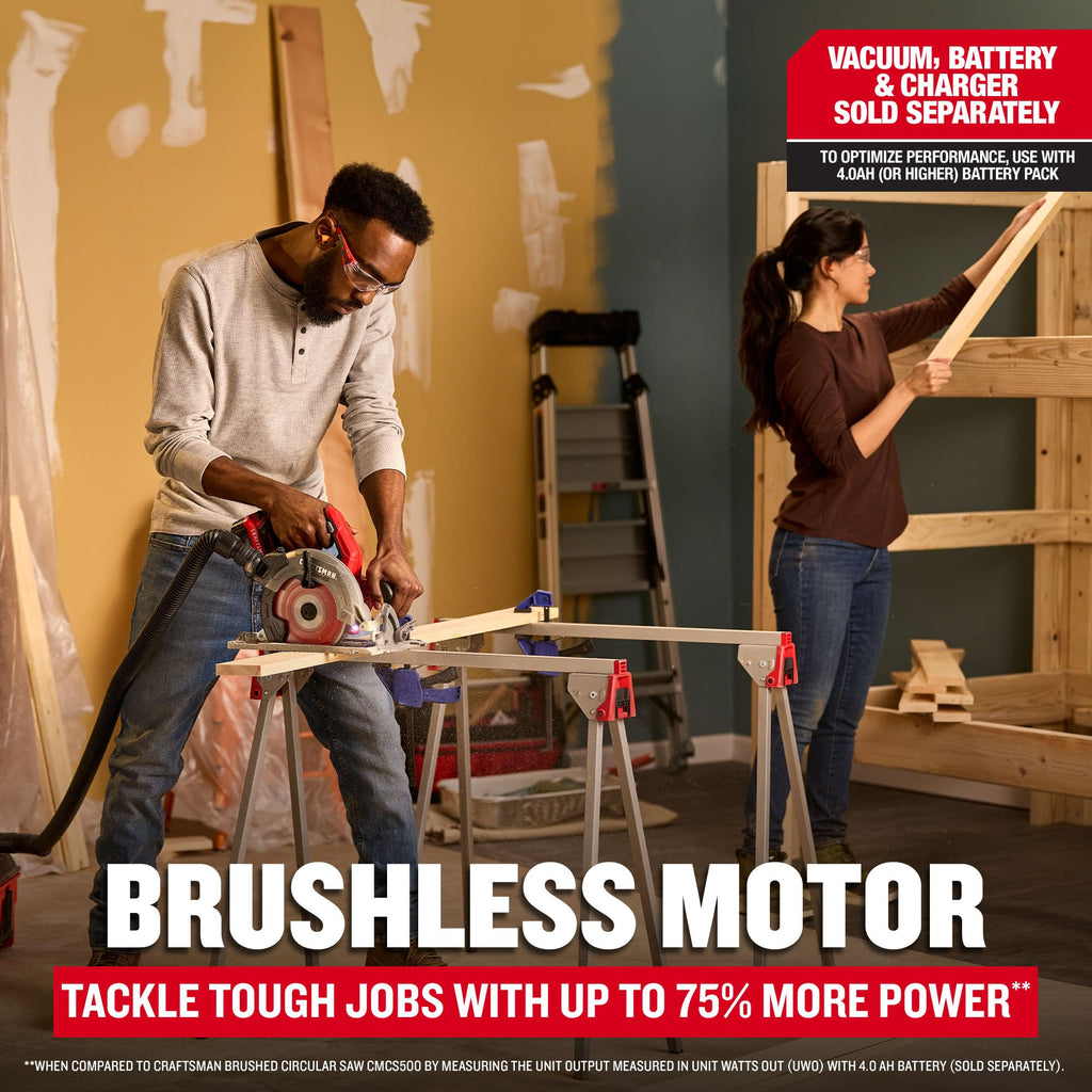 CRAFTSMAN V20 RP Cordless Circular Saw, 7-1/4 inch, Tool Only (CMCS551B)