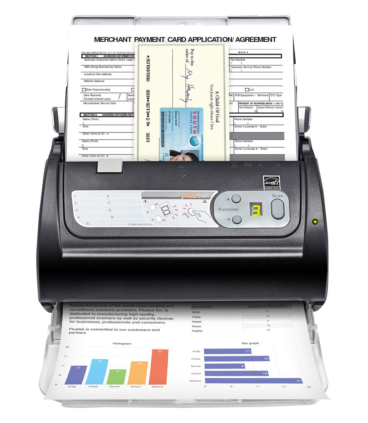 Plustek PS188 - High Speed Document Scanner 30 ppm with 50 Sheet Capacity
