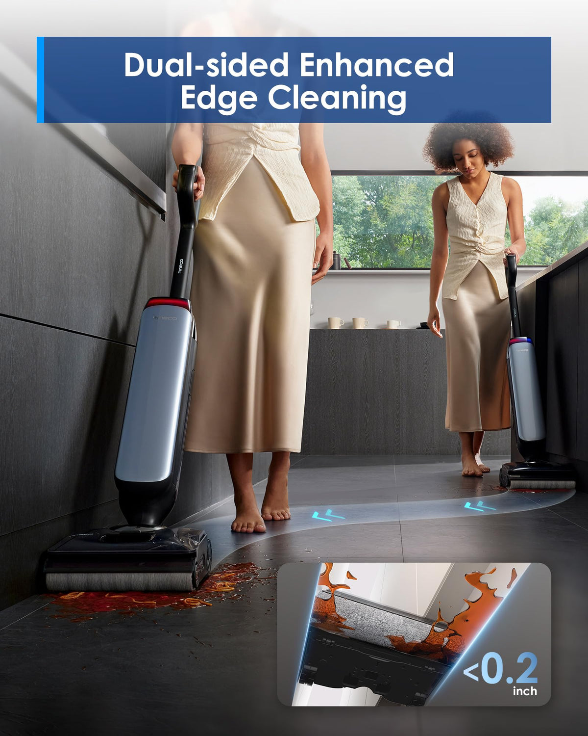 Tineco Floor One S9 Artist Pro Wet Dry Vacuum Cleaner, 25kPa Suction, 360° SmoothDrive, Anti-Tangle Design, 185°F Flashdry, 75 Min Runtime, Dual-Edge Cleaning, 180° Lay-Flat