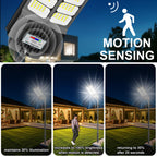 New 6500W Solar Street Lights Outdoor Waterproof - Commercial Outdoor Solar Light, 200pcs High Brightness LEDs, Solar Parking Lot Lights Dusk to Dawn for Yard Garden with Motion Sensor - 4 Pack