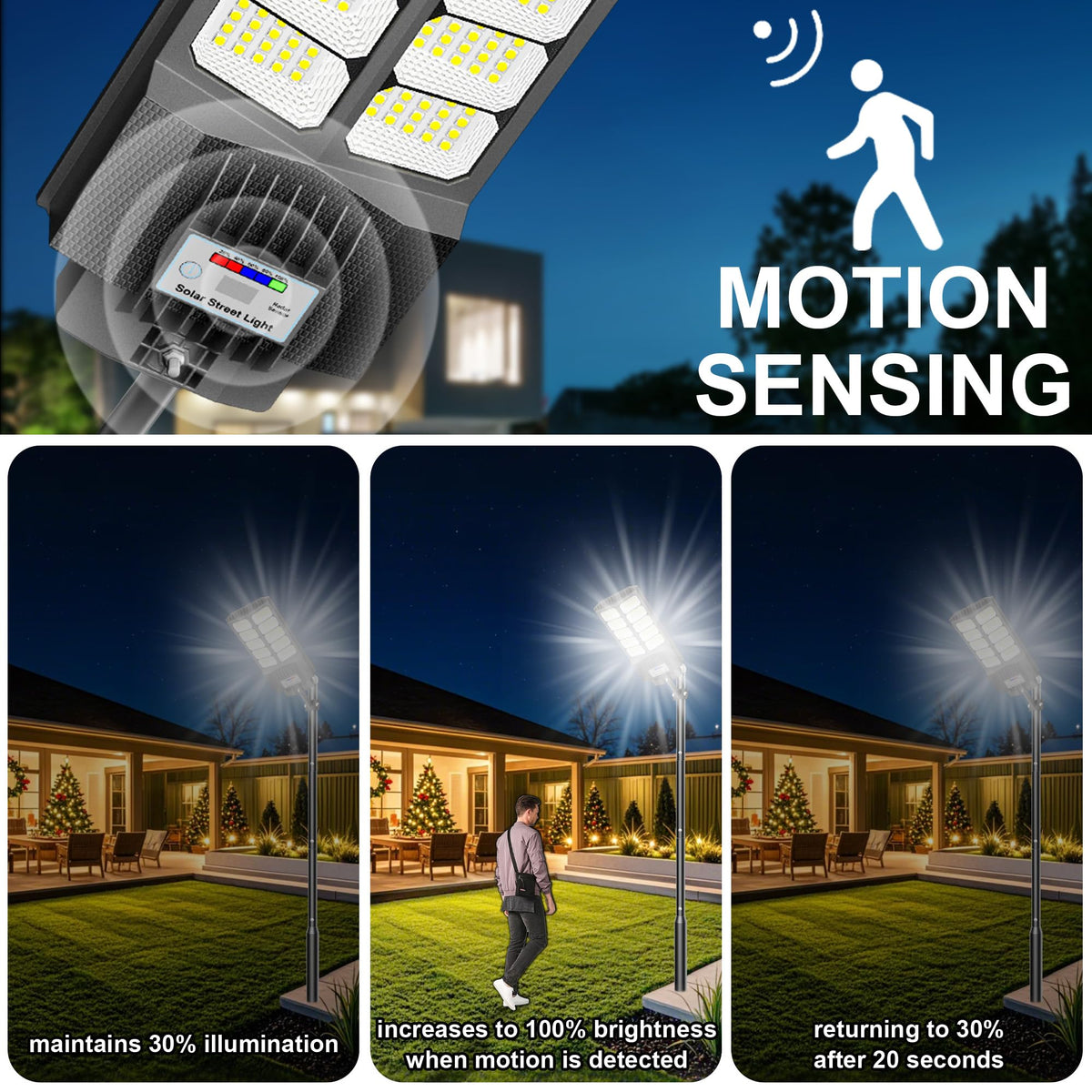 New 6500W Solar Street Lights Outdoor Waterproof - Commercial Outdoor Solar Light, 200pcs High Brightness LEDs, Solar Parking Lot Lights Dusk to Dawn for Yard Garden with Motion Sensor - 4 Pack