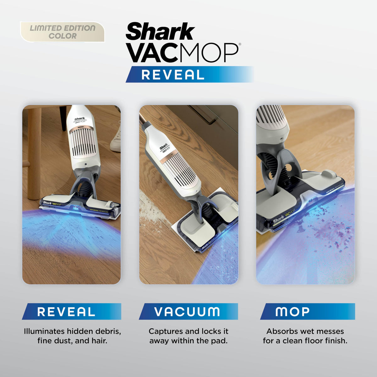 Shark VACMOP Reveal Cordless Vacuum & Spray Mop, Ivory, VM401IV