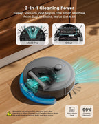 Lefant Robot Vacuum and Mop, Smart Mapping and Obstacle Avoidance, Tangle-Free Pet Hair, 2.4G/5G WiFi App Control, Slim Design for Wider Coverage, Carpet Detection, M330 Pro, Grey