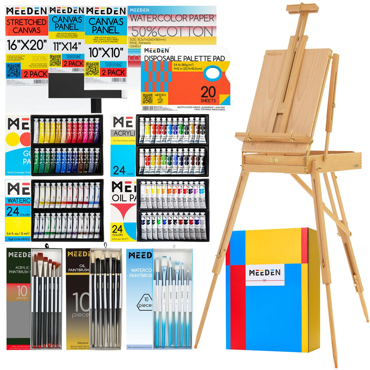 MEEDEN 141PCS Art Supplies Set: All-in-one Painting Kit with French Easel