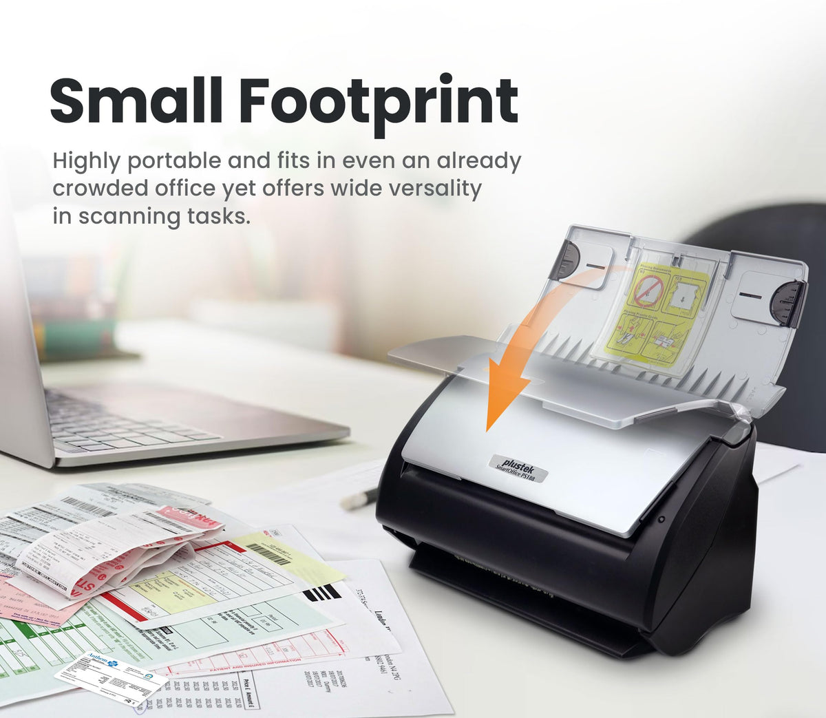 Plustek PS188 - High Speed Document Scanner 30 ppm with 50 Sheet Capacity