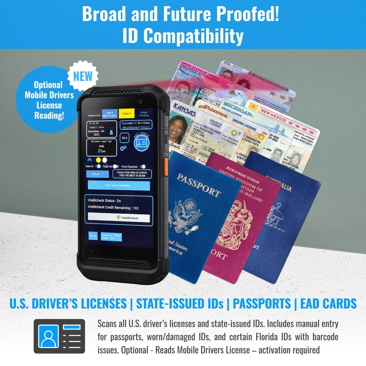 Portable ID Scanner for Bars and Clubs for Age Verification