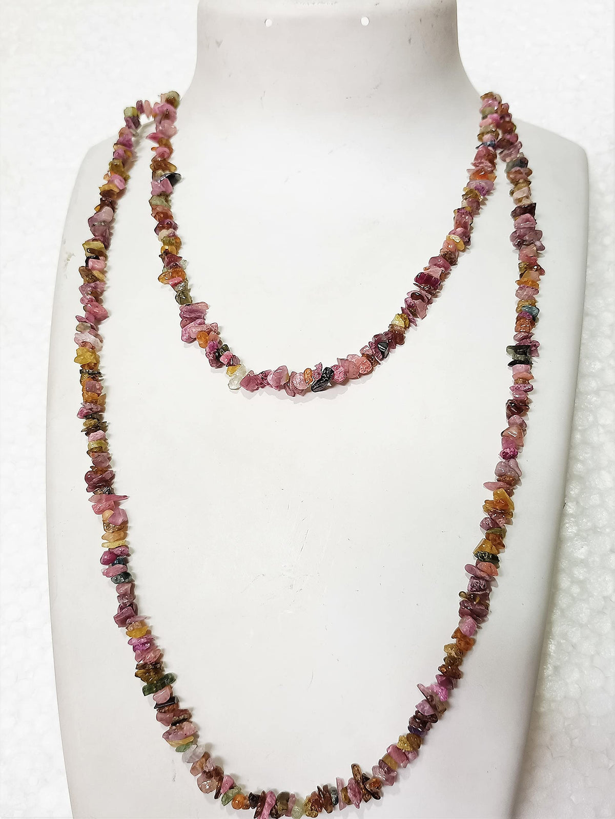 34" Natural Multi-Color Tourmaline Chip Beads Strand -Pack of 15, Gravel Uncut/ Freeform Shape, 150 Ct, Nuggets for Beading- Jewelry Making, Art & Craft, Wholesale
