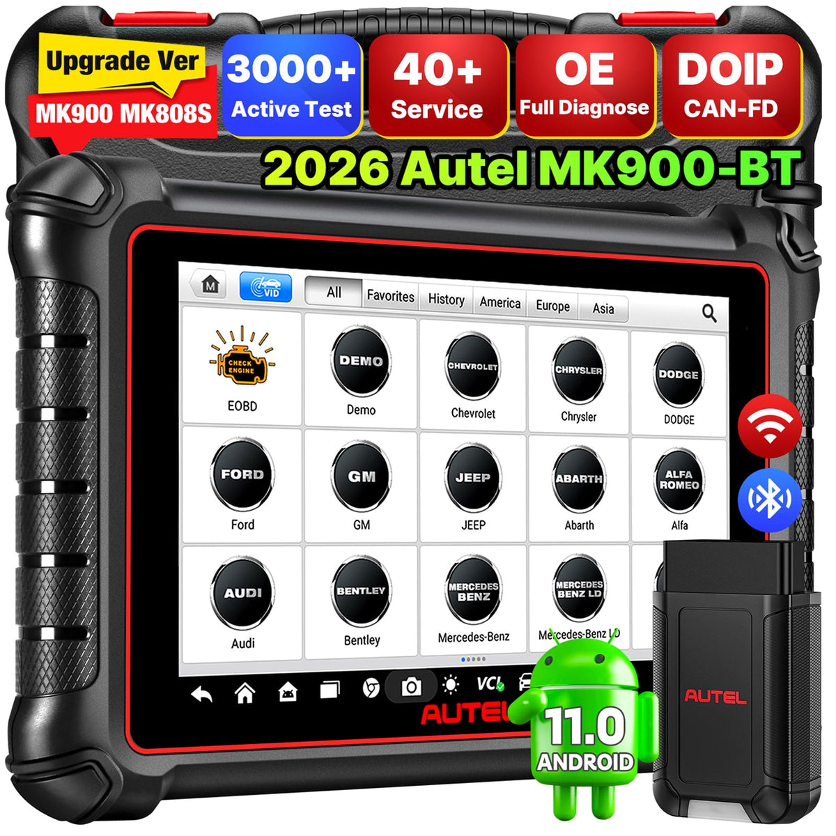 Autel Scanner MaxiCOM MK900BT Bidirectional Tool, 40+ Service, CAN-FD& DOIP