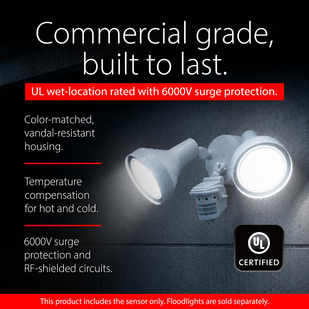 RAB Lighting STL360W Outdoor Motion Sensor Light Control – 360 Degree Plus 180 Detection Directly Below, Dusk to Dawn Photocell, Evening Timer, 6000V Surge, Hardwired 120V Commercial Grade, White