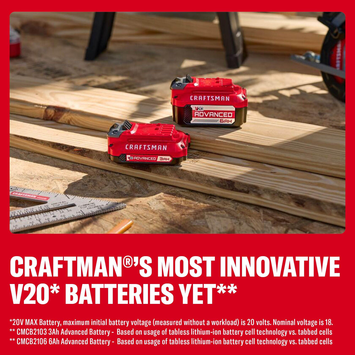 CRAFTSMAN V20 6 Ah Advanced Battery Starter Kit, Includes V20 Battery and Charger (CMCB2106-CK)