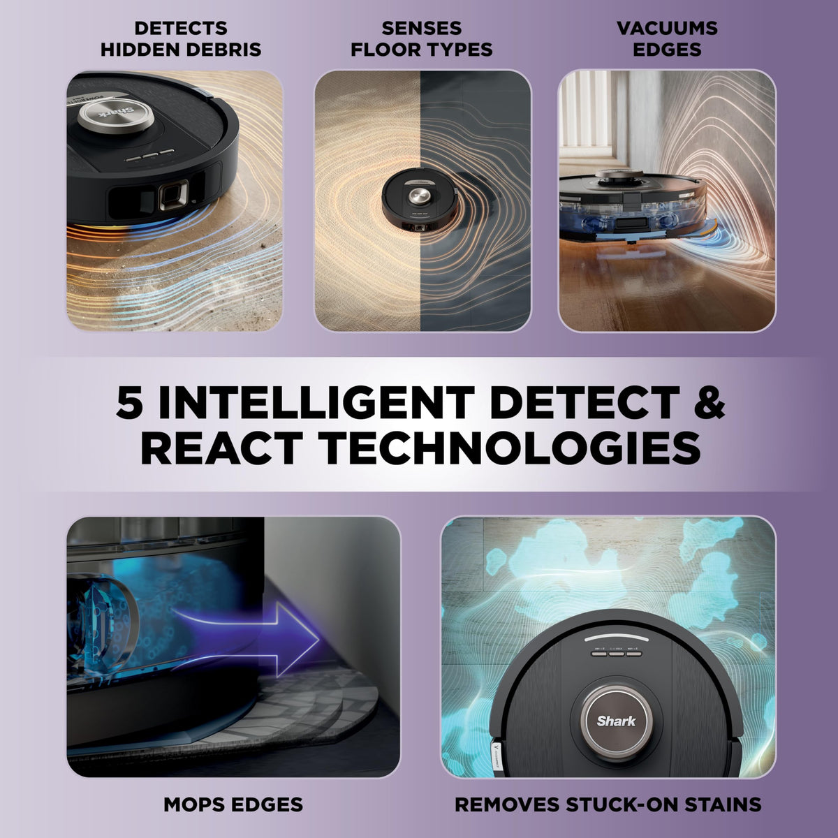 Shark PowerDetect NeverTouch Robot Vacuum & Mop, Black, AV2810YS