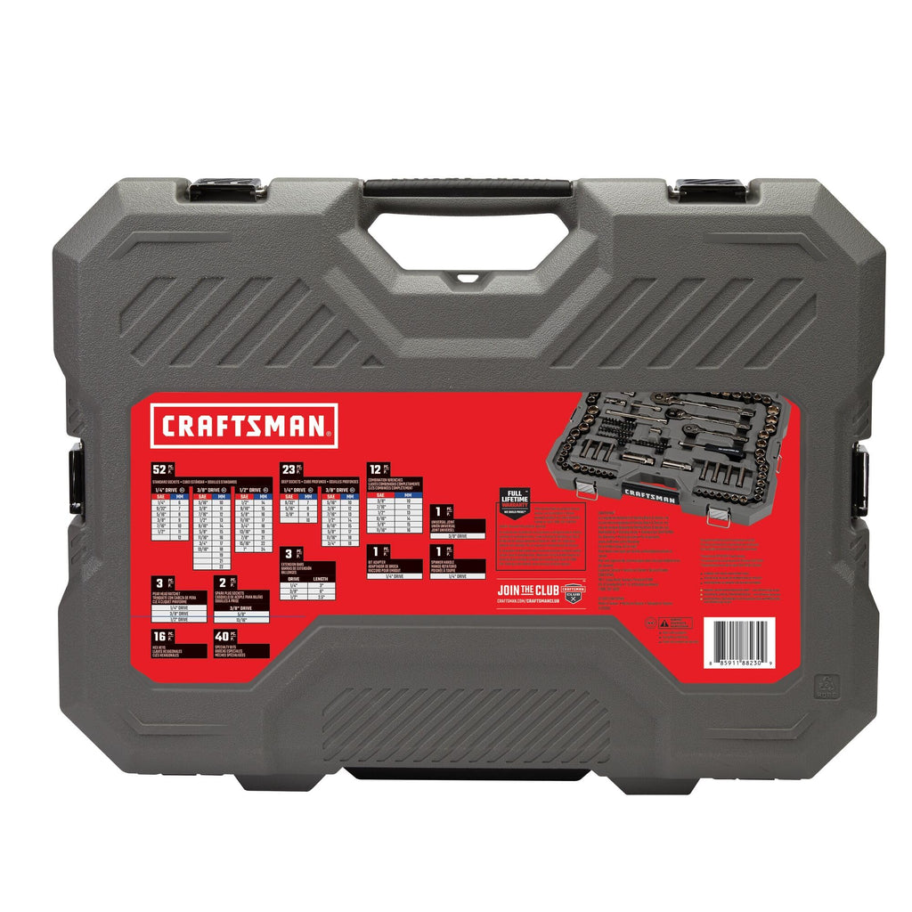 CRAFTSMAN OVERDRIVE 154-Piece Gunmetal Chrome Mechanics Tool Set, Standard SAE/Metric Socket Set, with Hard Case (CMMT99154L)