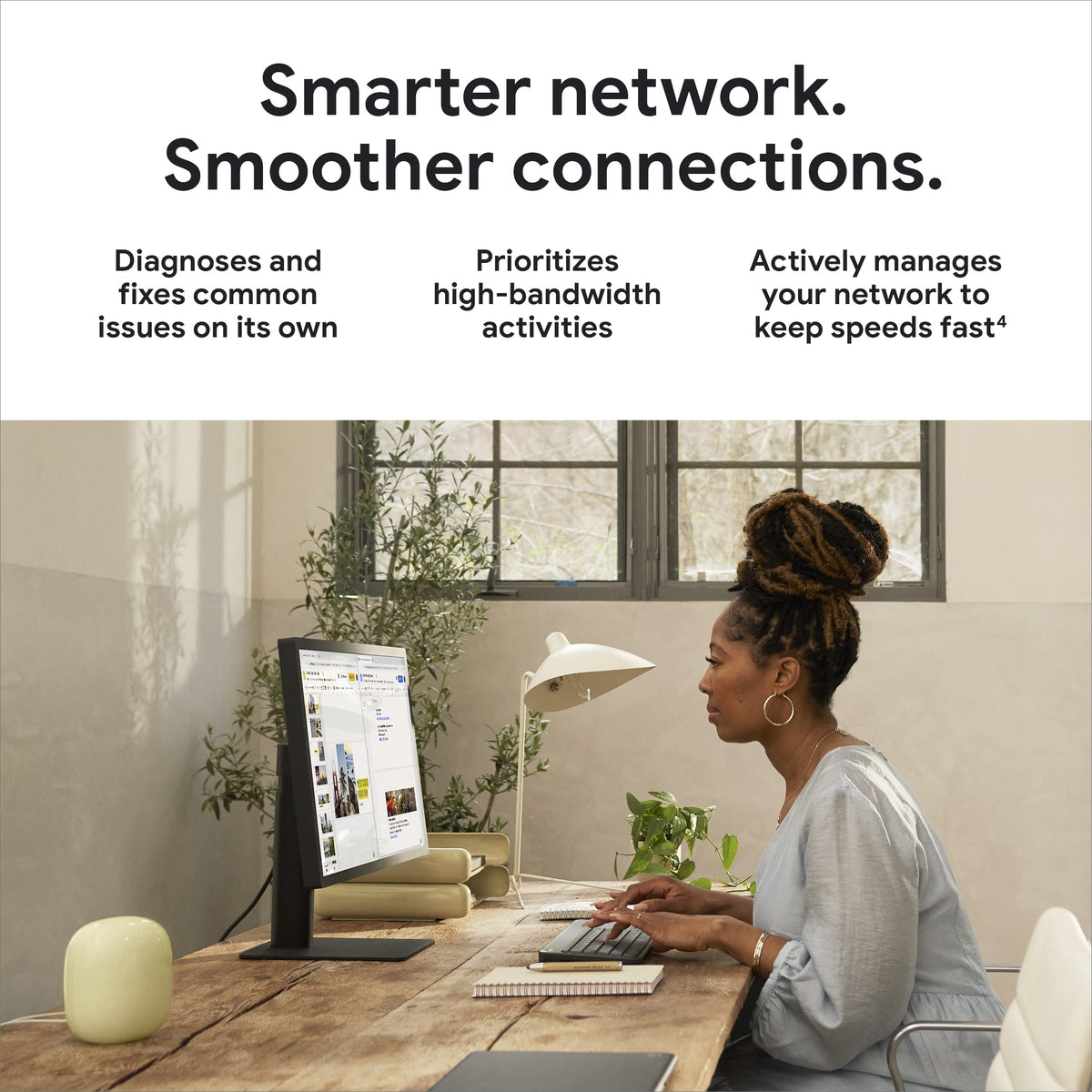 Google Nest WiFi Pro - Wi-Fi 6E - Reliable Home Wi-Fi System with Fast Speed and Whole Home Coverage - Mesh Router - Snow
