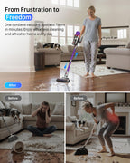 Cordless Stick Vacuum Cleaner for Home: 550W 45KPa 55 Min Runtime,Powerful Suction with HEPA Filter, Anti-Tangle Brush,Rechargeable Battery,Lightweight Vacuum for Pet Hair,Carpets & Hard Floors