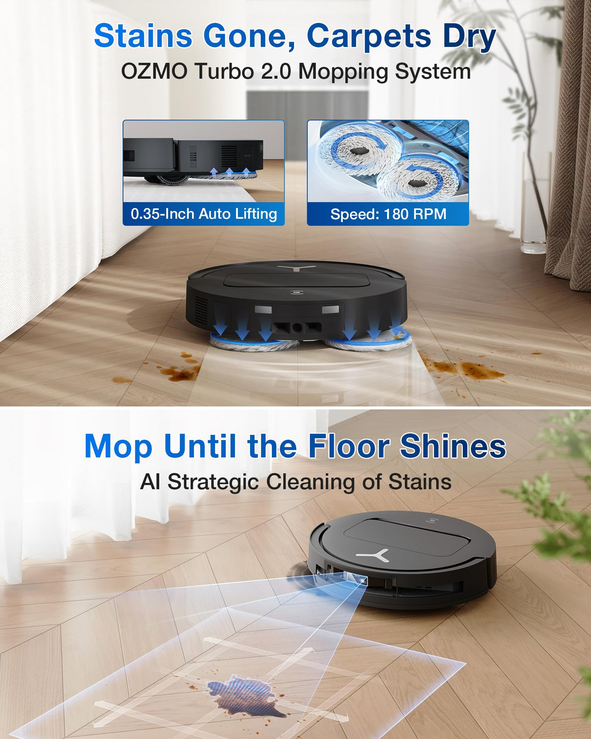 ECOVACS DEEBOT T50 PRO Omni Robot Vacuum and Mop, 3.19” Ultra-Slim, 15,000Pa Suction, ZeroTangle 2.0, TruEdge Edge Cleaning, AIVI 3D Obstacle Avoidance, Auto Mop Wash & Dry, Self-Emptying
