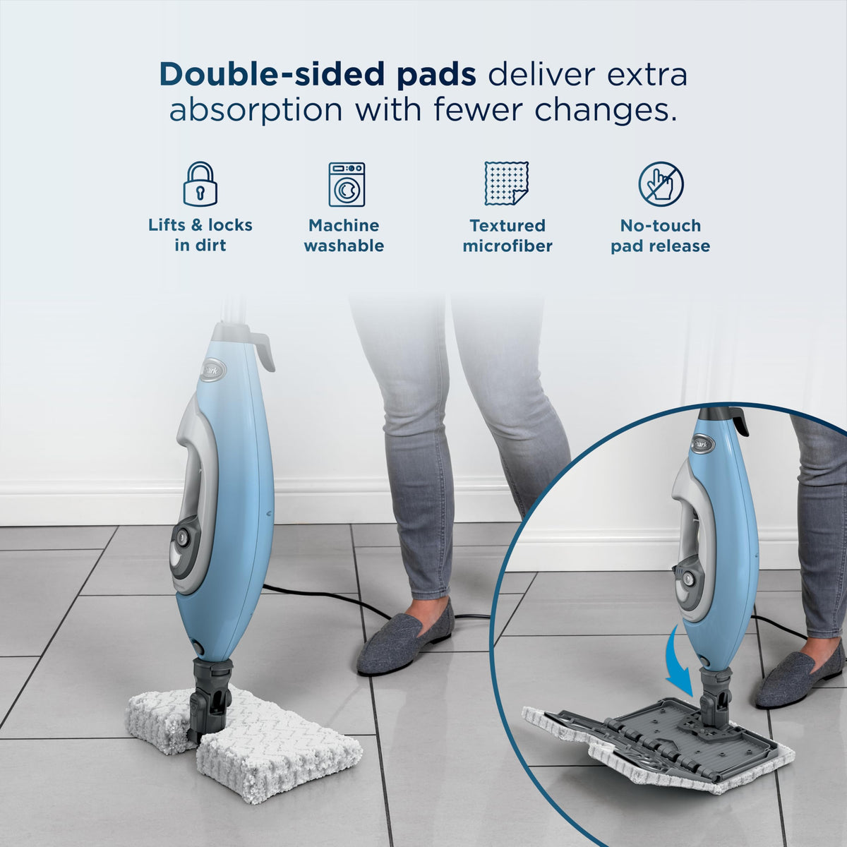 Shark Lift-Away Steam Mop with Detachable Handheld Steam, Blue, S3972BRN