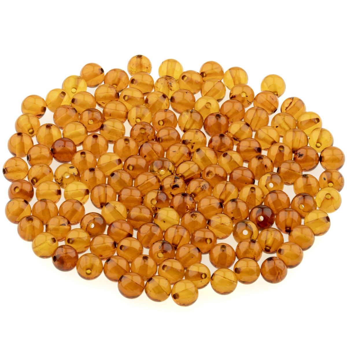 Amber Round Beads Polished 100% Natural Baltic Stone 5mm Loose with Drilled Holes for Crafting Beading and Jewelry Making - Amber Culture