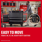 CRAFTSMAN Tool Chest with Wheels, Full Bank Utility Cart, Six Soft-Close Drawers, Power Outlets, Side Tray, Storage Cart, Heavy Duty Casters, 37 x 21 x 41 Inch, Black (CMSTUC06BK)