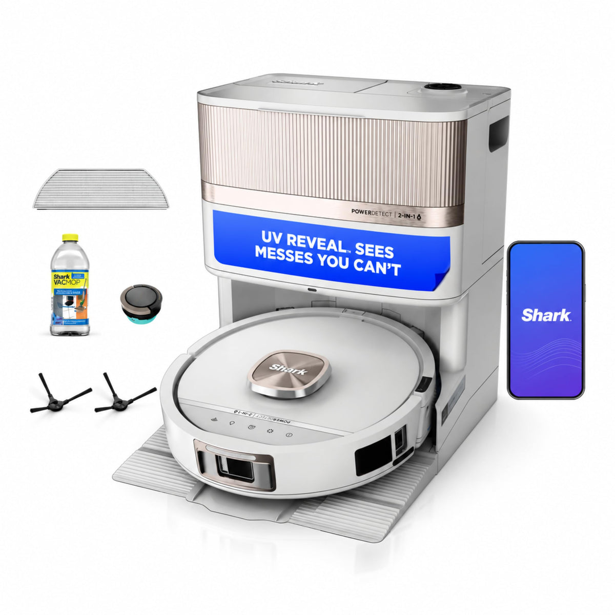 Shark PowerDetect UV Reveal 2-in-1 Robot Vacuum & Mop, Black, RV3020XE