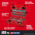 CRAFTSMAN 189 Piece Mechanics Tool Set, 1/4, 3/8 and 1/2 Inch Drive Socket Wrench Set with Thinner Ratchet, Steel 6 and 12-Point Sockets, Wrenches, Hex Keys and Specialty Bits, 90-Tooth (CMMT12134)