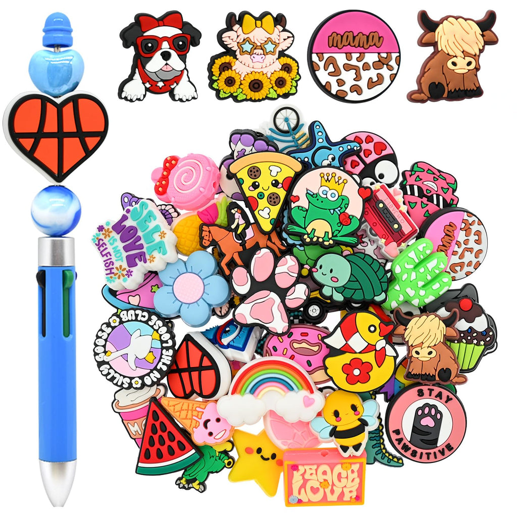 500Pcs Random Silicone Focal Beads for Pens Keychains DIY Jewelry Making