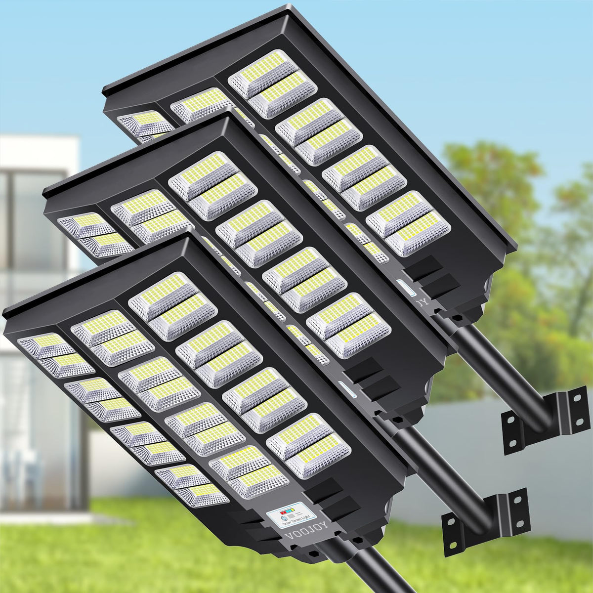 8000W Solar Street Lights Outdoor Waterproof Motion Sensor, 3 Pack