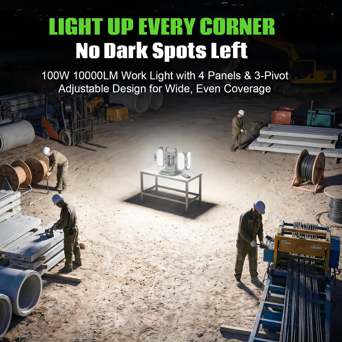 10000LM LED Work Light Compatible with Craftsman 20V Battery