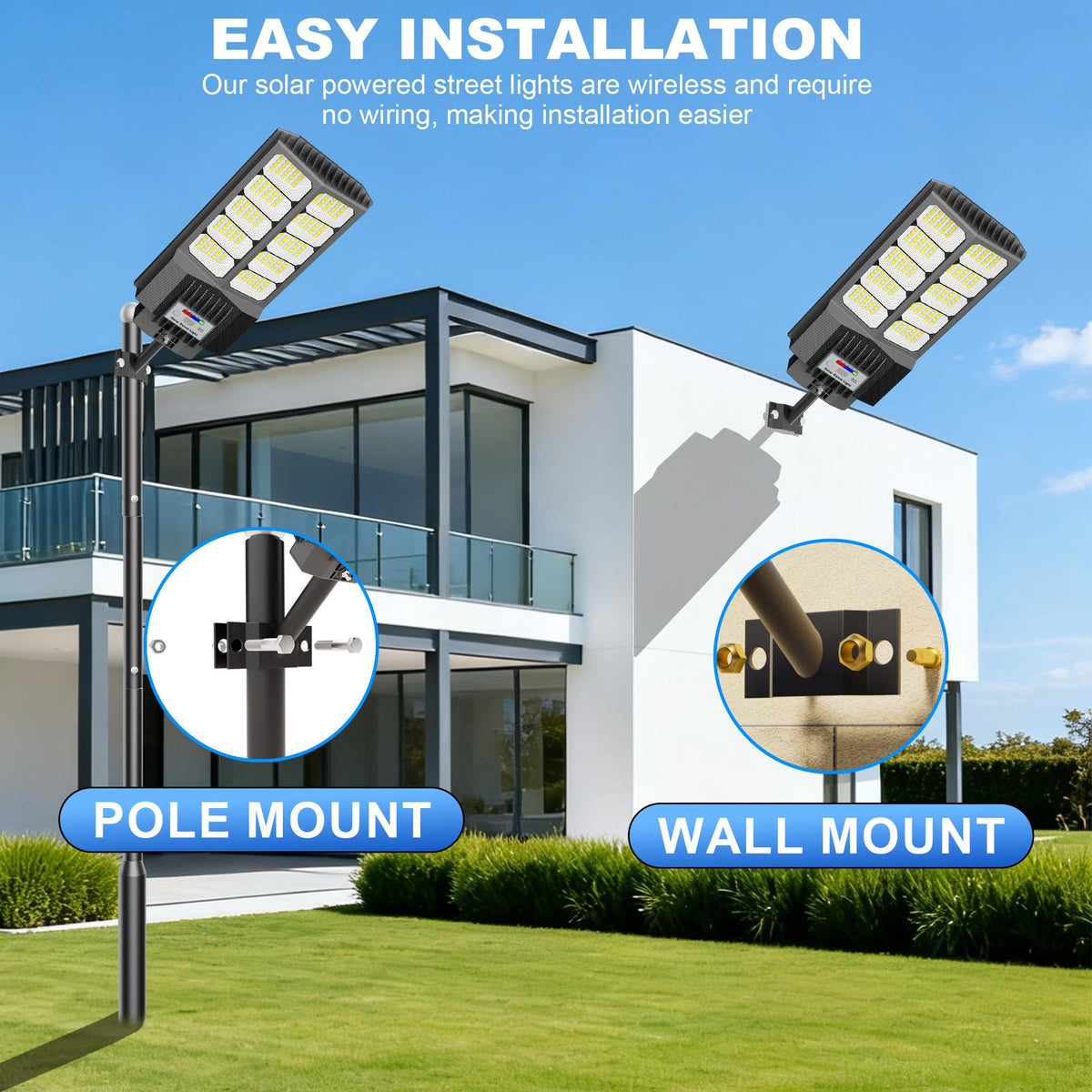 New 6500W Solar Street Lights Outdoor Waterproof - Commercial Outdoor Solar Light, 200pcs High Brightness LEDs, Solar Parking Lot Lights Dusk to Dawn for Yard Garden with Motion Sensor - 4 Pack