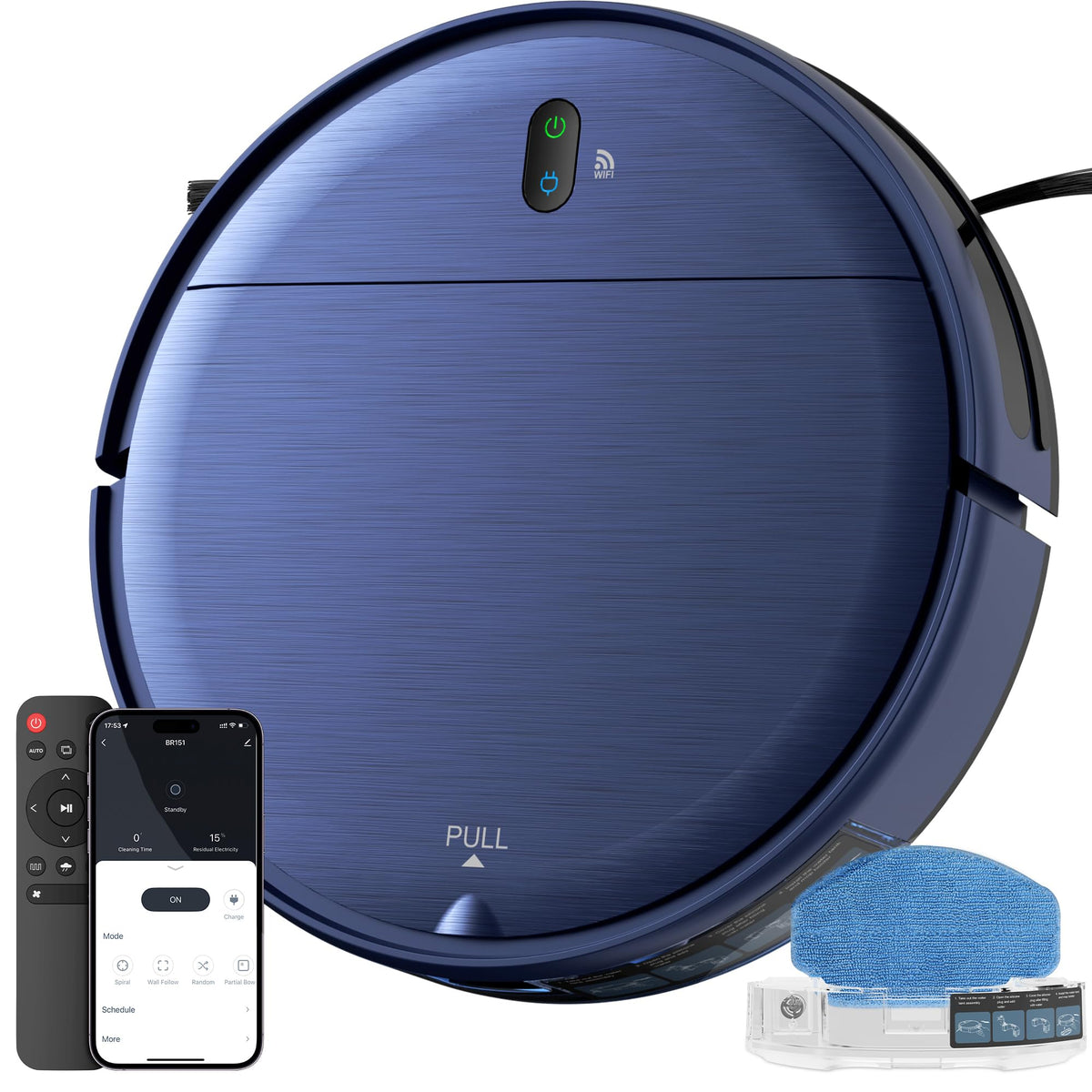 Robotic Vacuum, 2-in-1 Mop Combo, Slim Self-Charging Cleaner with Strong Suction, Scheduled Cleaning Function, APP/Remote & Voice Control, Designed for Pet Hair and All Floor Surfaces