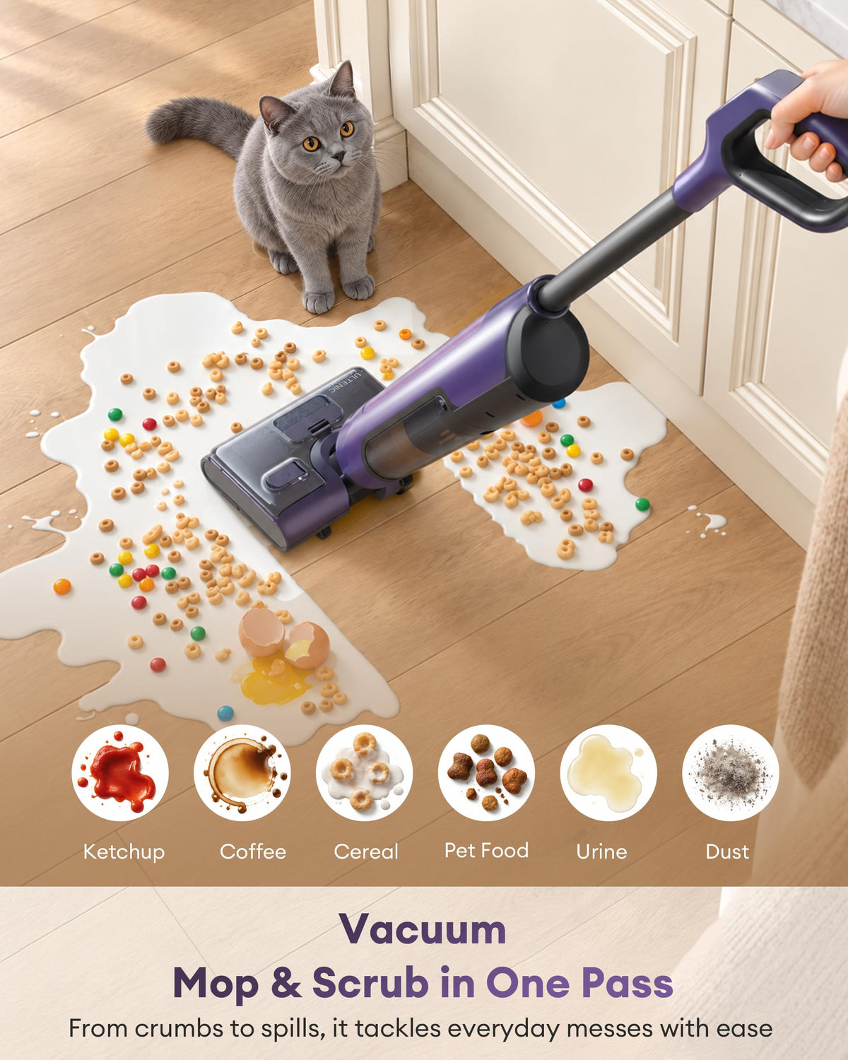 Ultenic Cordless Vacuum Mop Combo Cleaner, 60Min Runtime For Wet&Dry Messes