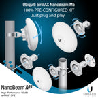 Wireless Bridge Ubiquiti NBE-M5-16 PRE-CONFIGURED, Bundle of 2 Ubiquiti NanoBeam M5, Point to Point Outdoor WiFi Bridge, Plugh and Play, 5GHz, 150+Mbps, 15+km Link Range, Network Bridge