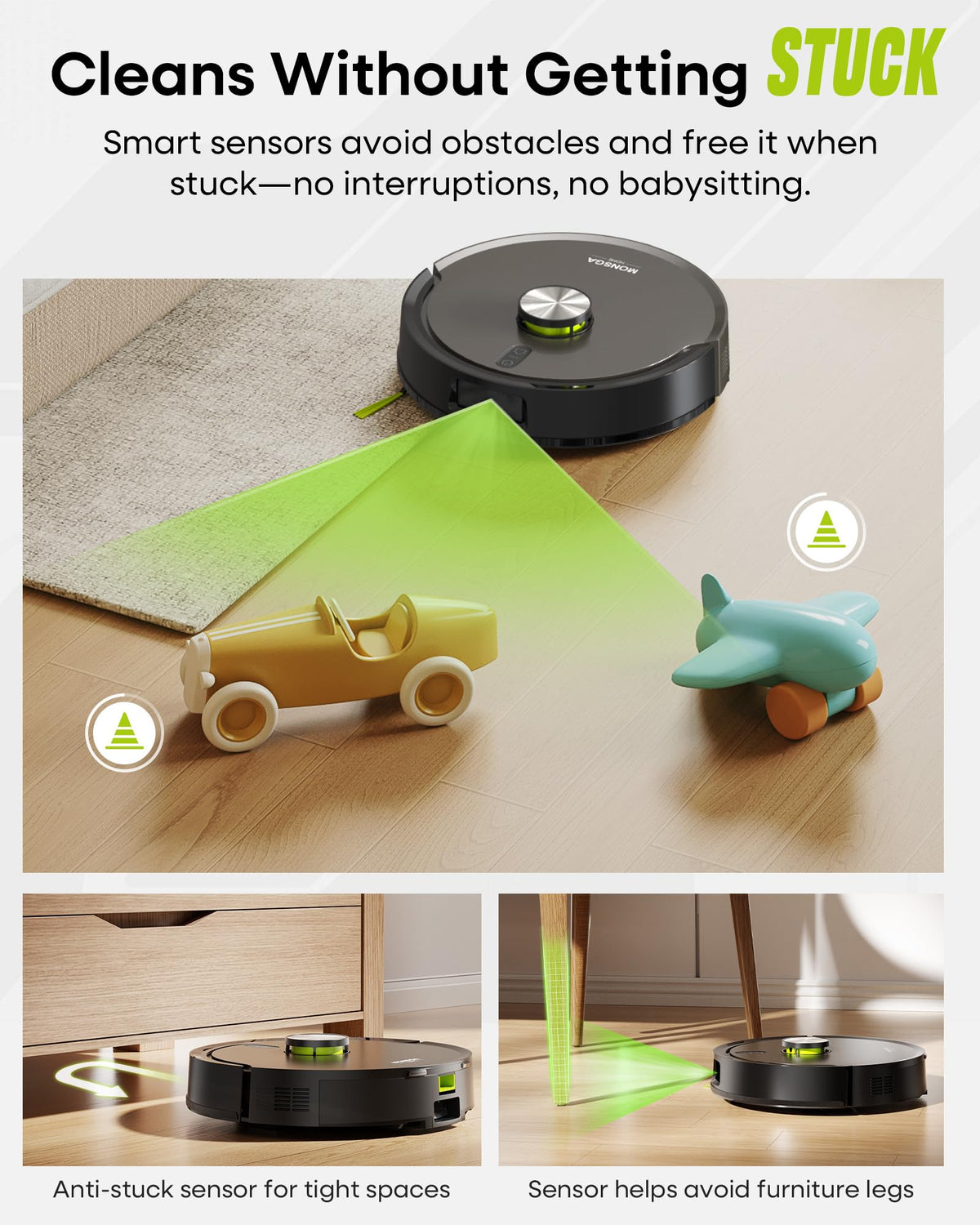 MONSGA Robot Vacuum and Mop, 90 Days Self-Emptying with 10000Pa Suction