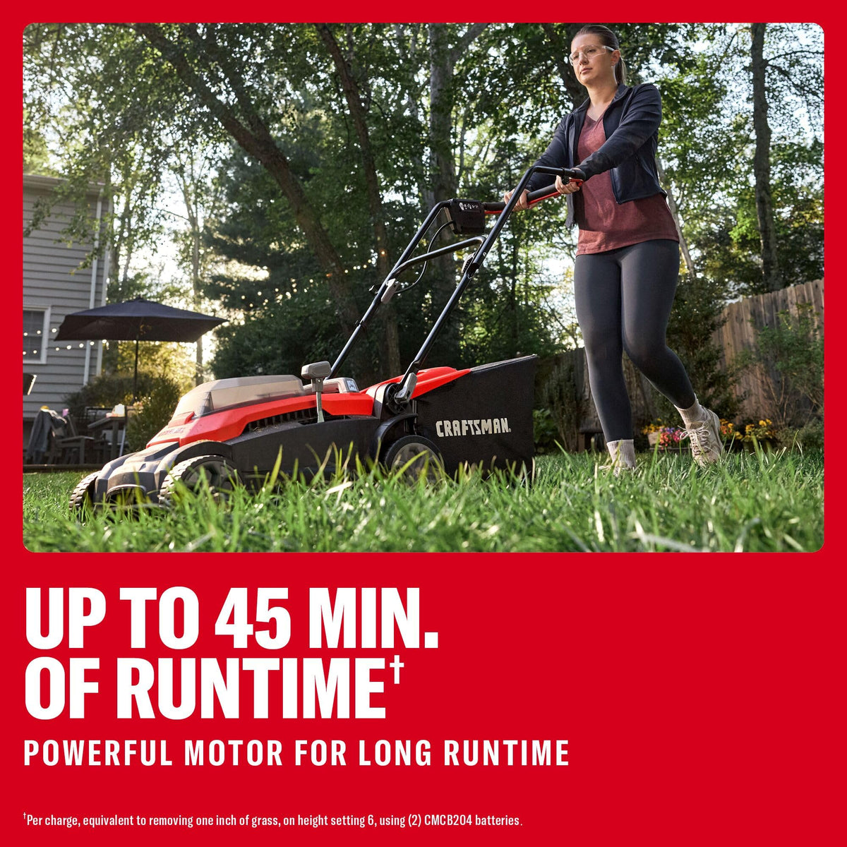 CRAFTSMAN Push Mower 15 in, 2 x 4 Ah V20 Batteries and 2 Chargers Included, Up to 45 Min of Runtime, Lightweight, Easy to Maneuver Electric Lawn Mower Cordless with Grass Bag (CMCMWP120M2)