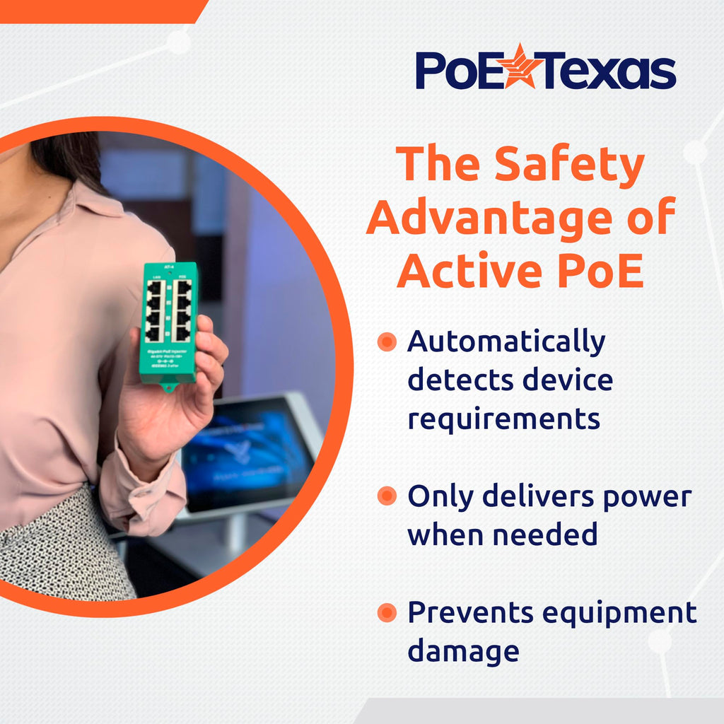 PoE Texas 8-Port Active Mode A PoE+ Injector, 56V 120W Supply